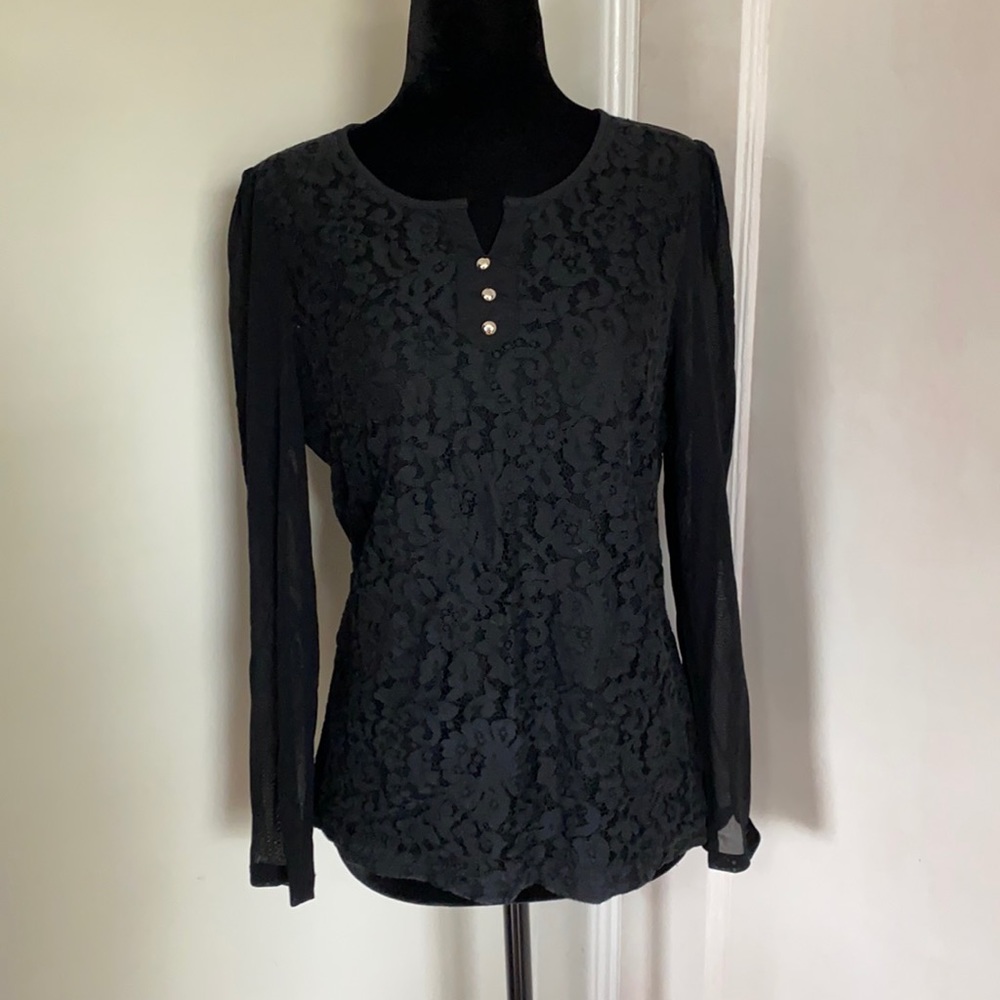 Long sleeve front button see through arm shirt